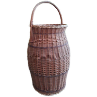 Grote Vintage Gevlochten Rieten Mand Met Hengsel, Korf