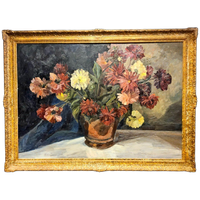 Groot Vintage Stilleven Bloemen Olieverf Schilderij  (162X120Cm) Large Flower Painting Stillife