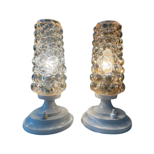 Vintage Tafellampjes - Bedlampjes Bubble Bubbelglas