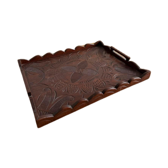 Vintage Houten Dienblad Houtsnijwerk 1