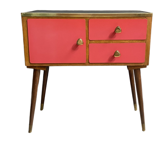 Small Hall Cabinet With A Formica Red Front 1960s 1