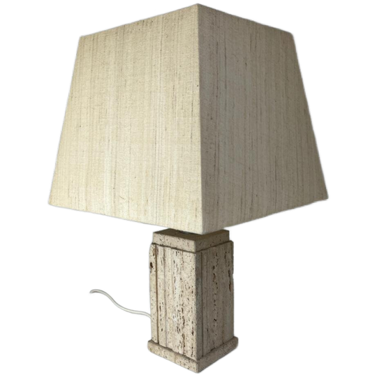 Vintage Travertin Tafellamp Met Rechthoekige Voet 1