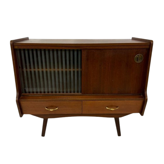 Vintage Kastje Compact Dressoir Jaren 60 Teak Fineer 1