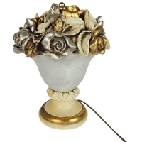 Italiaanse Tafellamp - Hollywood Regency Stijl - Goudverf - Plateel - 80'S