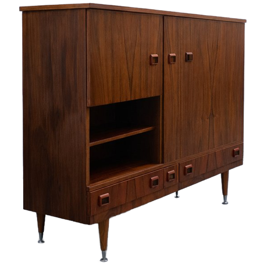 Mid Century Palissander Highboard, Duits Design Jaren 60 1