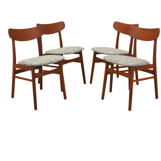 Set Of Four Teak Chairs, Danish Design, 1970s, Made In Denmark 1