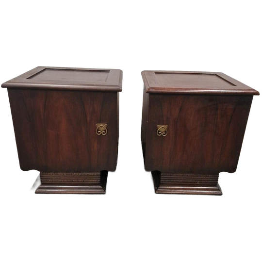 2 Vintage Nachtkastjes Jaren 40 Donker Houten Nachtkast 1