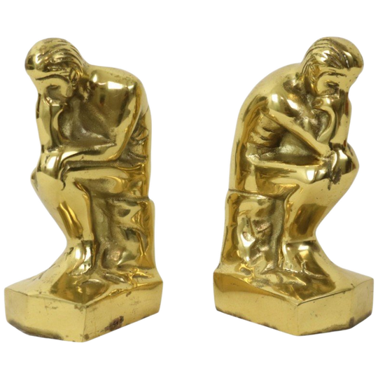 Italiaanse Messing Boekensteunen De Denker Rodin Regina 18cm 1