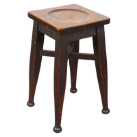 Antieke Engelse Massief Eikenhouten Kruk/ Stool Met Een Vleugje Art Nouveau Stijl