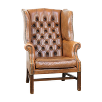 Klassieke Vintage Rundleren Engelse Chesterfield Oorfauteuil In Een Lichte Cognac Kleur