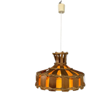 Vintage Hanglamp Met Kap Van Rotan, Palmblad En Stof, Jaren 70 thumbnail 1