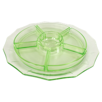 Hors D'Oeuvre Schaal/Bakjes - 6-Delig - Origineel - W.J. Rozendaal - Uranium Glas - 1930'S
