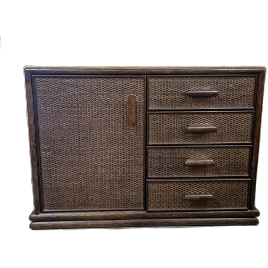 Vintage Dressoir Lowboard Sideboard Ladekast Bamboe Kast Boho Wandkast Dressoirtje 1