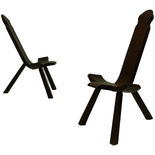 Set Van 2 Vintage Houten Krukjes 1