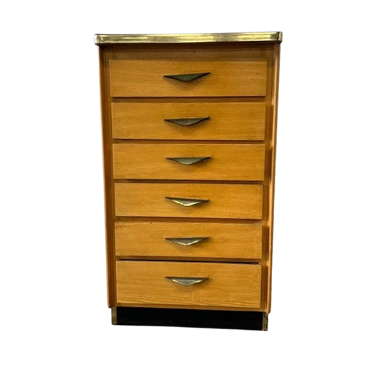 Vintage Mini Houten Ladekast Met Formica Blad 1