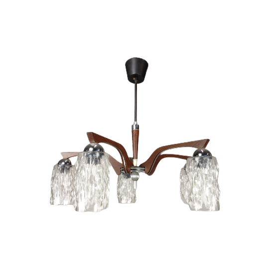Vintage Hanglamp Met 5 Kelken 1