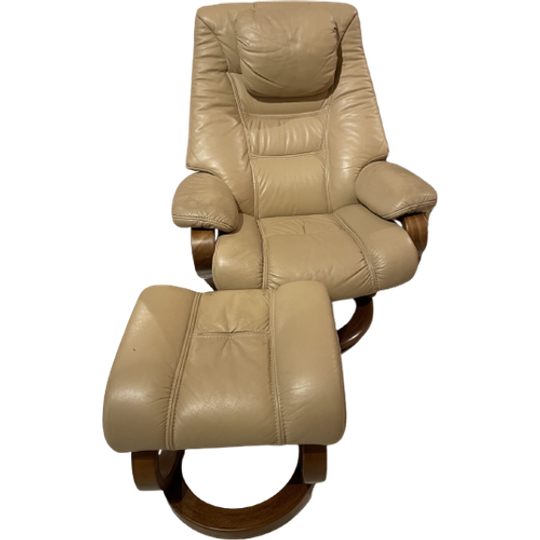 Himolla – Taupe Design Relaxfauteuil Met Hocker (germany, 1970s) 1