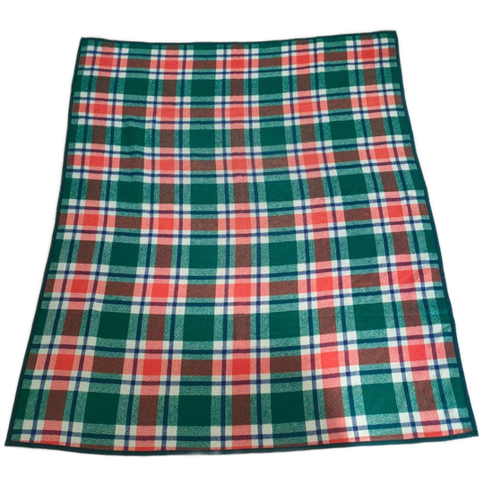Groene Deken Met Rood Blauw Wit Geblokt (2 Zijdig) 1