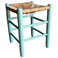 Gekleurde Krukje Stool Met Biezen Zitting