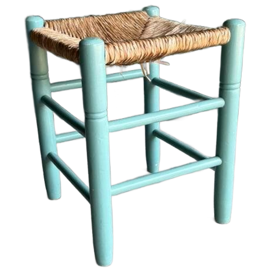 Gekleurde Krukje Stool Met Biezen Zitting 1