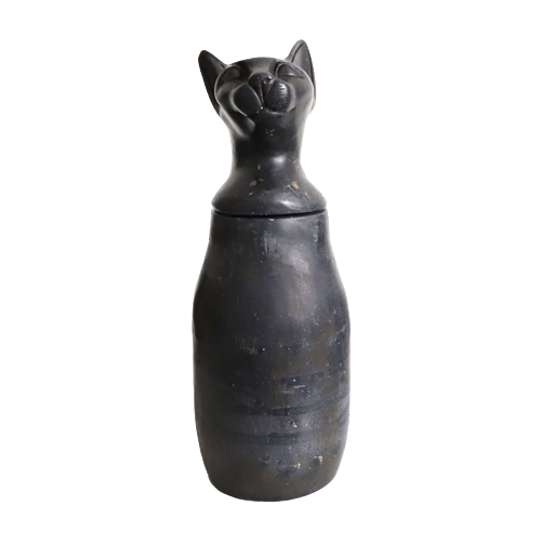 Vintage Zwart Basalt Stenen Urn/Pot Kat. 1