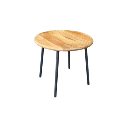 Retro Hout En Metaal Bijzettafel, Rond 1
