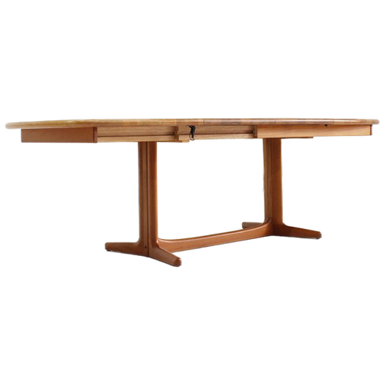 Vintage Deense Ovalen Uitschuifbare Eettafel Tafel Massief Teak 1960s 1