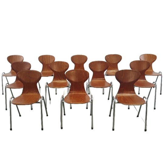 12x Eromes Pagholz Industriële Stapelbare Design Stoel 1