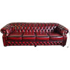 Chesterfield 4-zits Bank Charlston Antiek Rood thumbnail 1