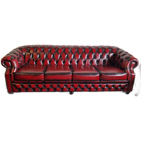 Chesterfield 4-zits Bank Charlston Antiek Rood