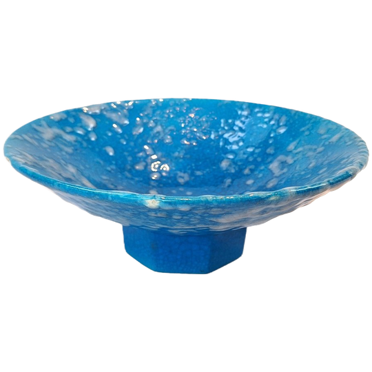 Art Deco Keramieken Schaal – Boch - Blauw Craquelé Glazuur 1