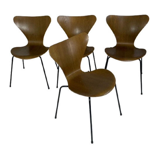 Arne Jacobsen - Fritz Hansen - Butterfly Chair (Very Early Edition) - 1967 - Dark Oak - Set Of 4 1