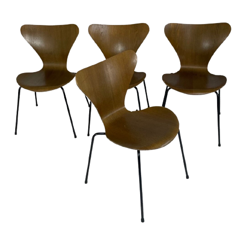Arne Jacobsen - Fritz Hansen - Butterfly Chair (Very Early Edition) - 1967 - Dark Oak - Set Of 4