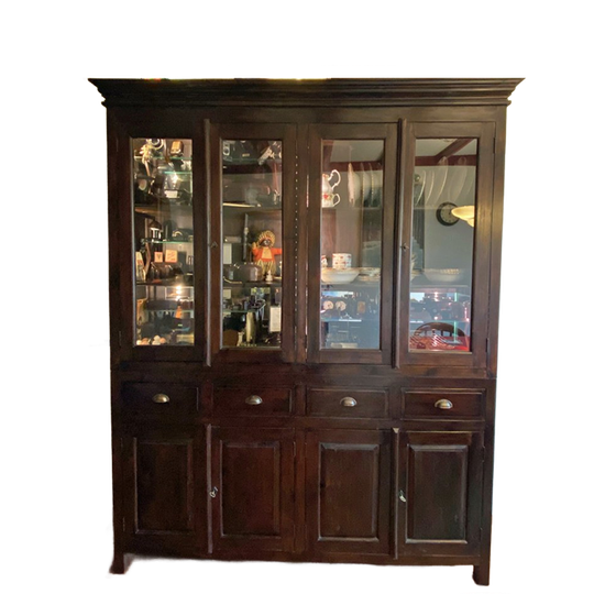 Koloniale Teakhouten Winkelkast (vitrinekast) 1