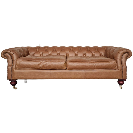 Ingleton 3-Zits Classic Chesterfield Bank – Vintage Bruin, Leer 1