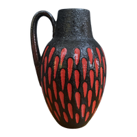 Ceramic Red And Black Vase By Scheurich Germany Model 279-38