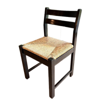Set Van 4 Vintage Hout En Riet Eetkamerstoelen