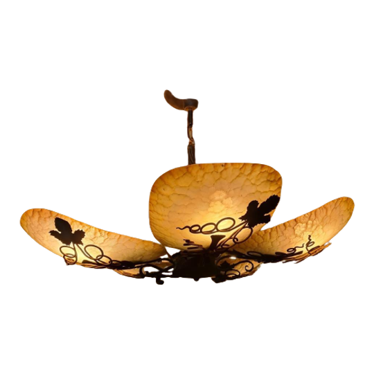 Metalen En Glazen Jaren 50 Design Hanglamp 1