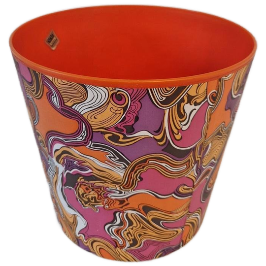 Jaren 70 Kunststof Vintage Blormpot Prullenbak Pot 1