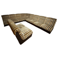 Xl 10 Delige Modulaire ‘Striped Fabric’ Hoekbank – Jaren 70