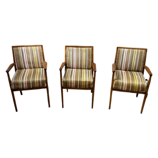 Set Of Three Walnut Arm Rest Chairs 1