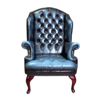 Blauwe Chesterfield Barrelbackfauteuil