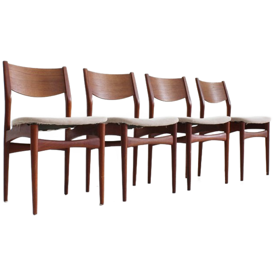 Vintage Danish Mid Century Dining Chairs Set Of 4 1
