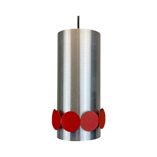 Zeldzame Doria Hanglamp Aluminium Met Rode Schijven 1