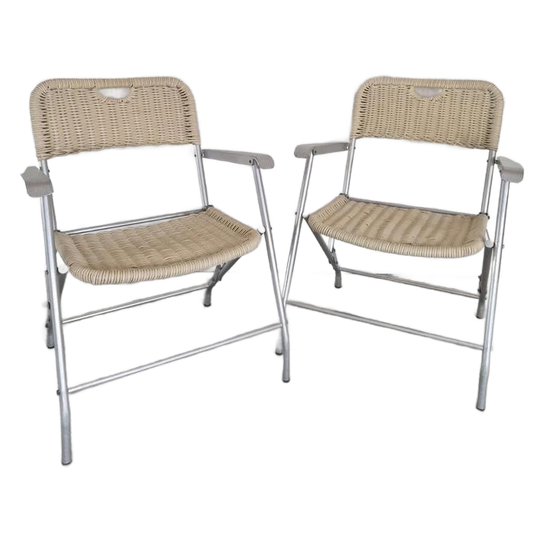 Een Paar Hilbrant Aluminium Klapstoelen Mid Century Vintage 1