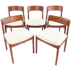 5 Vintage Teakhouten Stoelen Teddy Nieuw Gestoffeerd thumbnail 1