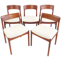5 Vintage Teakhouten Stoelen Teddy Nieuw Gestoffeerd