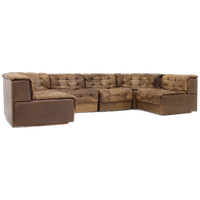 Vintage De Sede Ds 11 Modulaire Bank In Bruin Patchworkleer, Set Van 6