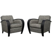 Set Of 2 Art Deco Style Lounge Chairs By Bench