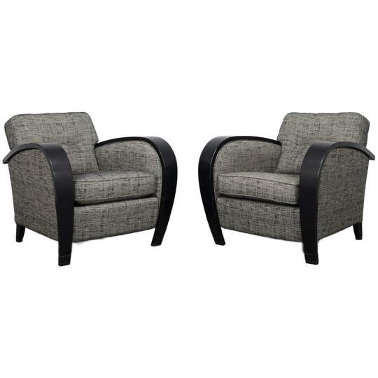 Set Of 2 Art Deco Style Lounge Chairs By Bench 1